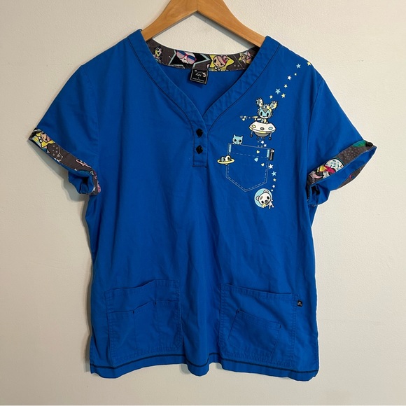 Koi x Tokidoki Blue Scrub Top L Large Space Cadet - Picture 1 of 8